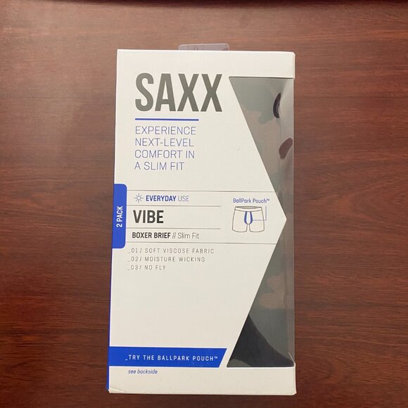 Saxx VIBE 2 pack Boxer Briefs Ultimate Comfort Woodland Camo & Black - Picture 2 of 3